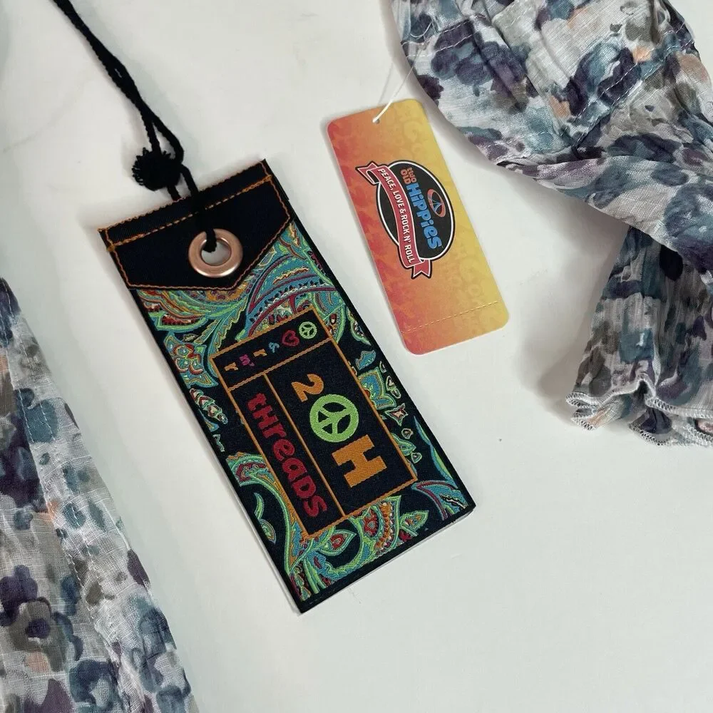 New 2OH Threads Blouse Top, Large, Purple And Grey Floral, 2W39004, Button Up - Picture 4 of 8